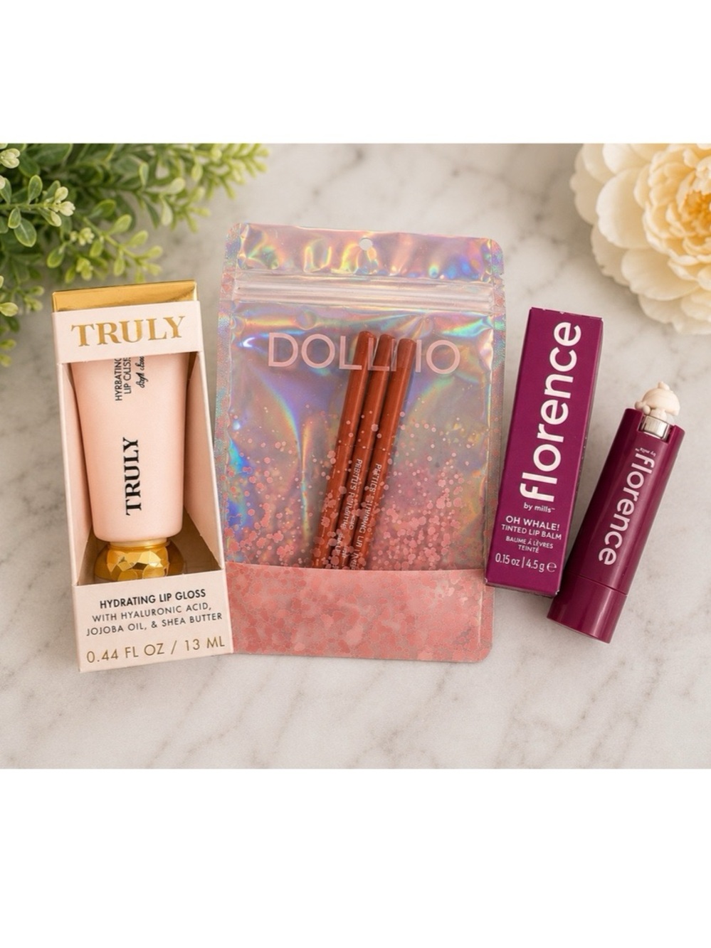 Beauty Lip Bundle | Florence by Mills + Truly Lip Gloss + Doll 10 Lip Liner Set